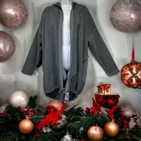 lisa robertson gray hooded cardigan Size S/M - Picture 7 of 7